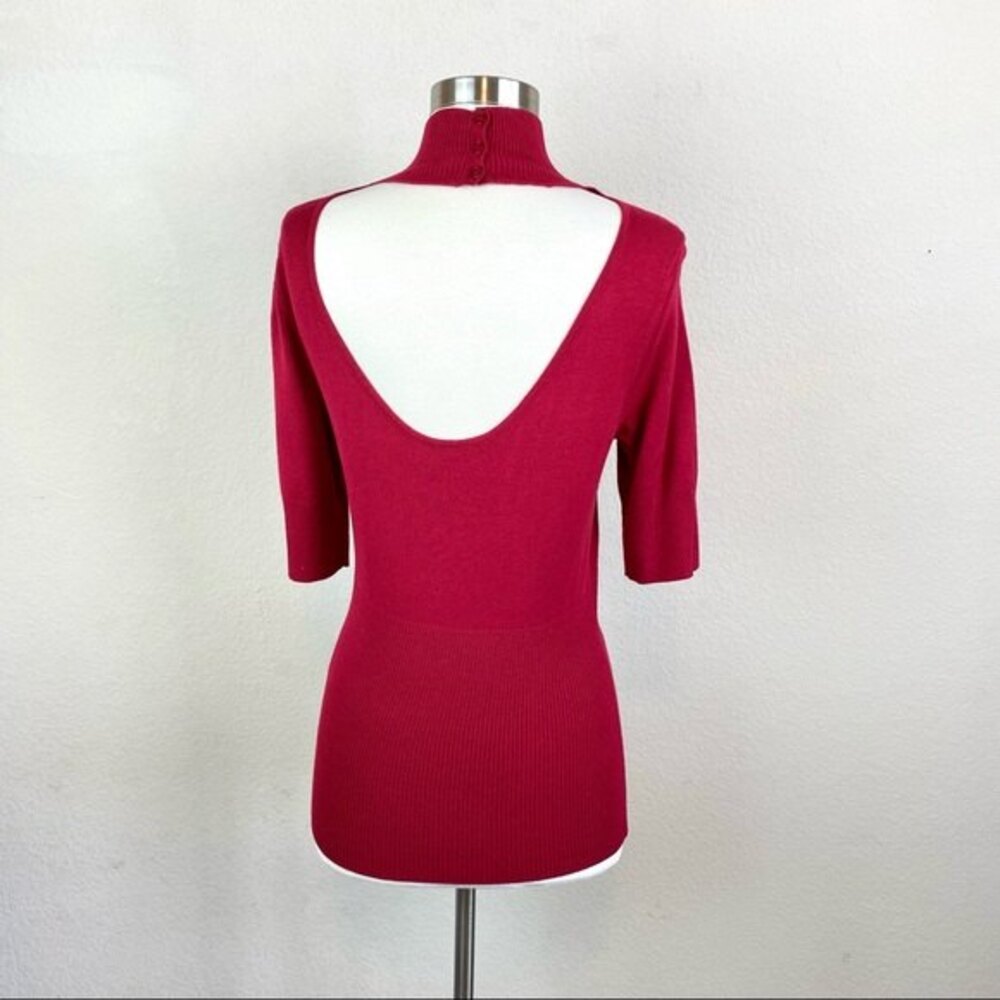 Express Red Open Back High Neck Sweater - Picture 4 of 10